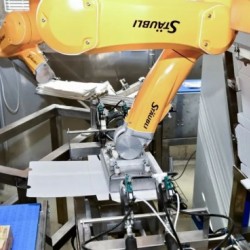 兩臺機器人1.5秒內全自動包裝卷餅面皮